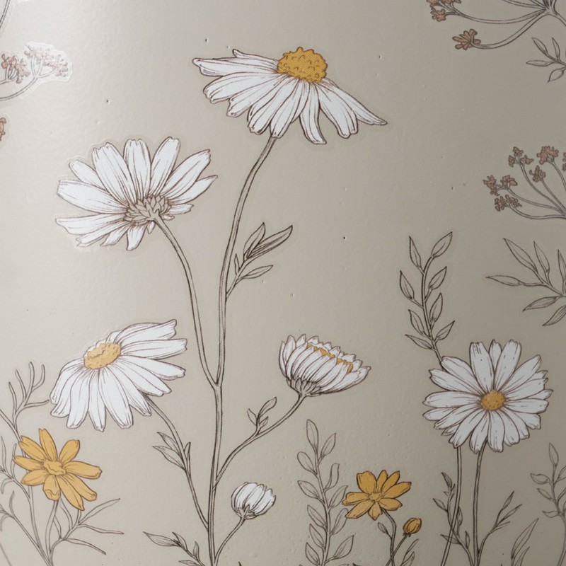 Vaso in cemento decorato con fiori, altezza 12 cm